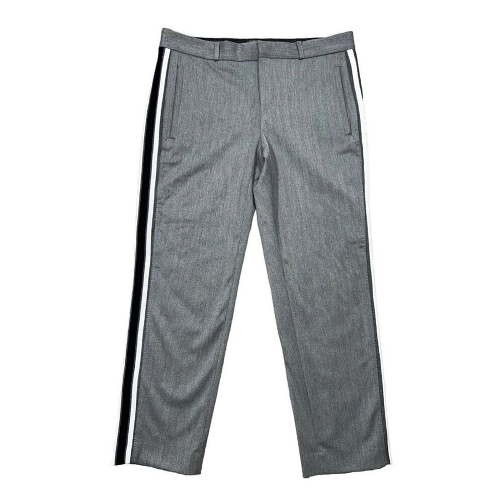 UEC BANANA REPUBLIC AVERY TAILORED ANKLE TAPERED TRACK STRIPE GREY PANTS SZ 12